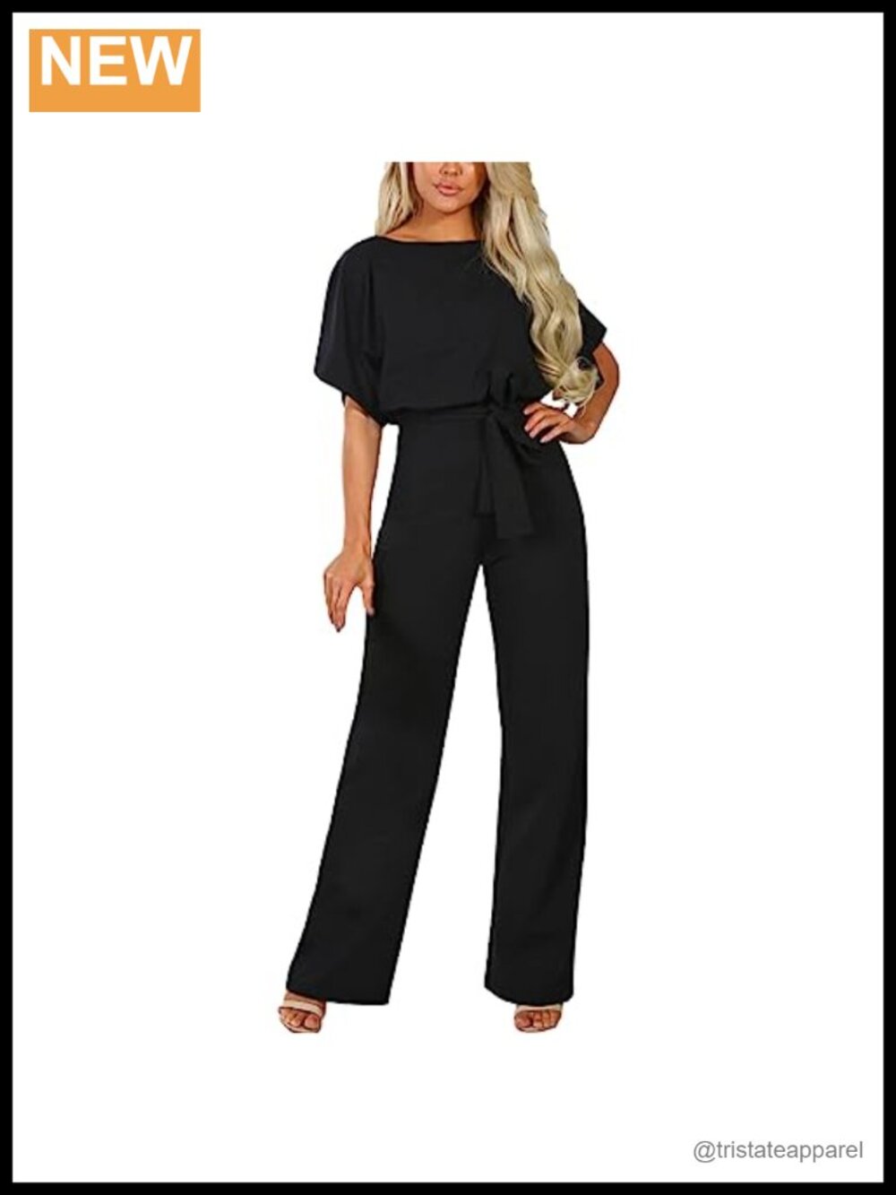 Women's Batwing Sleeve Wide Leg Jumpsuit Belted Long Pant Romper